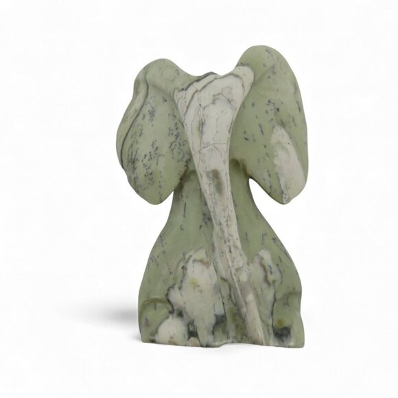Stone Elephant Hand Carved Green Butter Jade Stone in South Africa Signed 5.5" - Picture 10 of 11